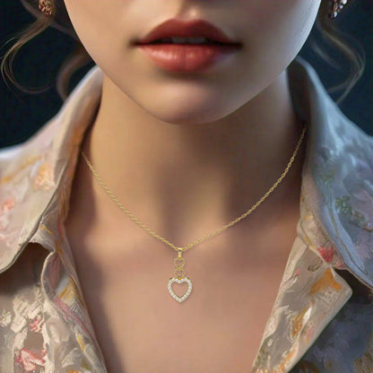 Yellow gold Heart Moissanite Diamond 925 Silver Necklace