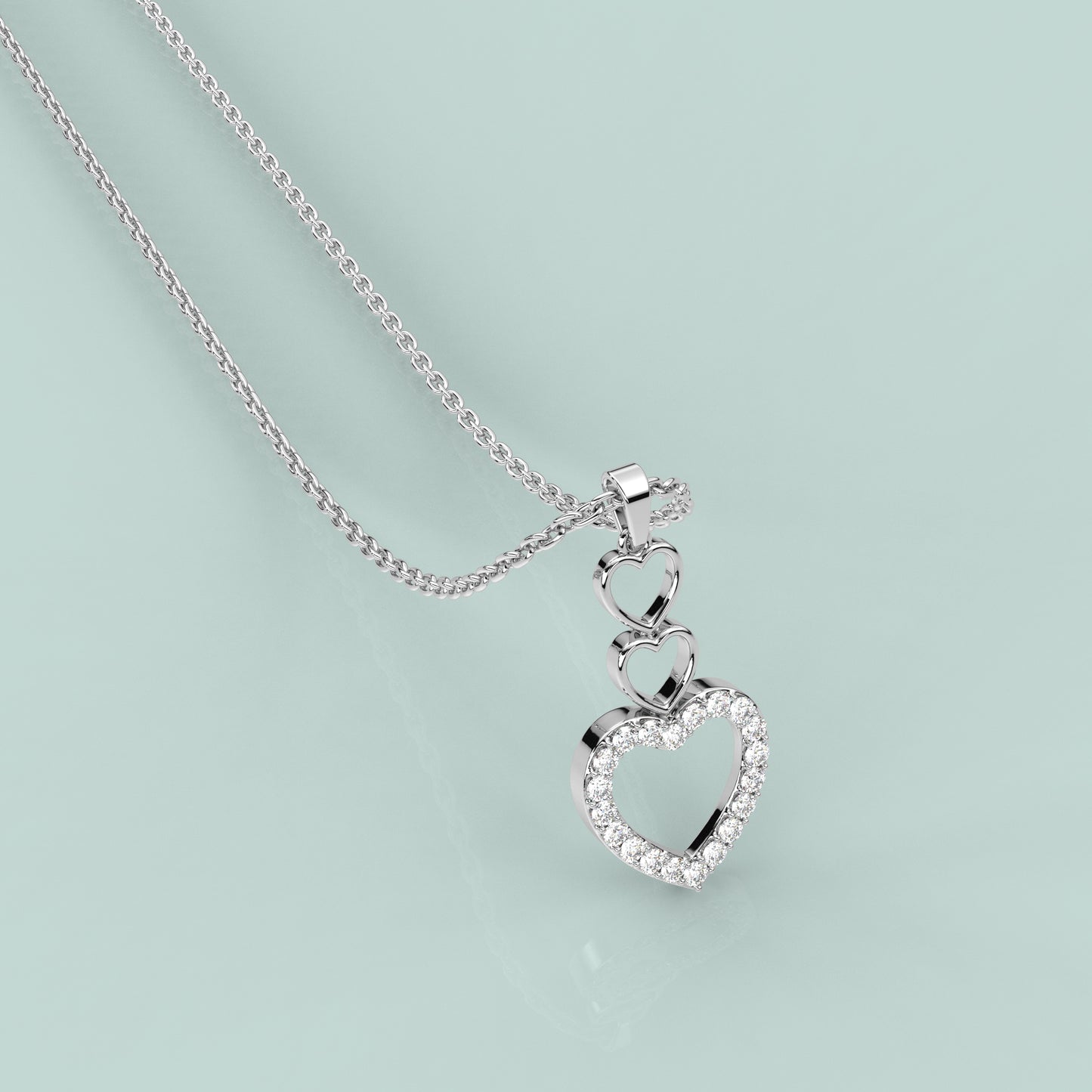 Triple Heart 925 Sterling Silver Necklace