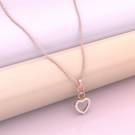 Rose gold Triple Heart 925 Silver Necklace