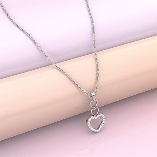 Triple Heart 925 Sterling Silver Necklace