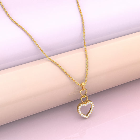 Yellow gold Heart Moissanite Diamond 925 Silver Necklace