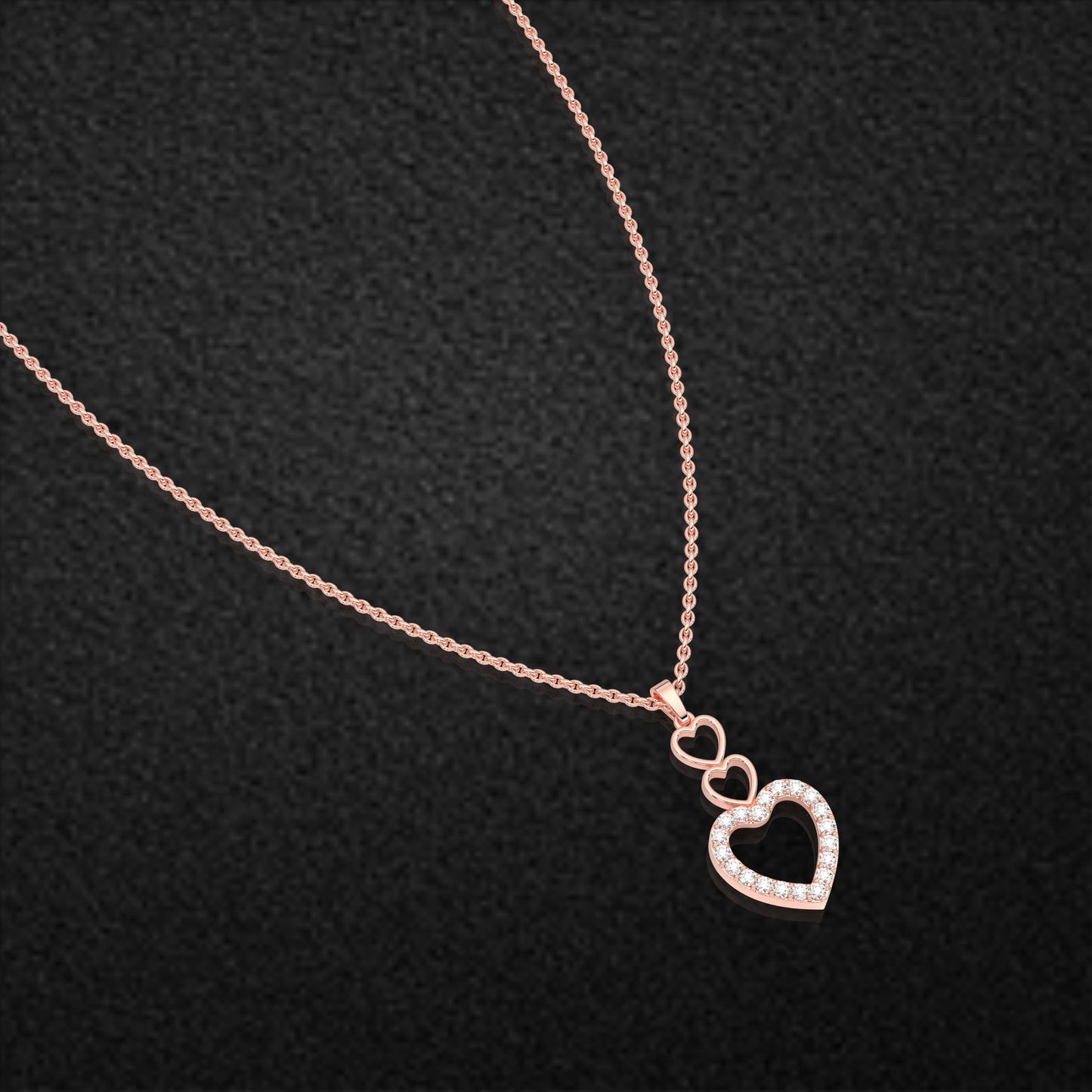 Rose gold Triple Heart 925 Silver Necklace