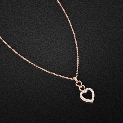 Rose gold Triple Heart Moissanite Diamond 925 Silver Necklace