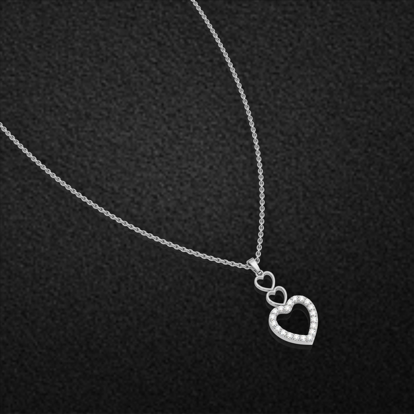 Triple Heart 925 Sterling Silver Necklace