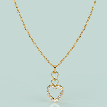 Yellow gold Heart Moissanite Diamond 925 Silver Necklace