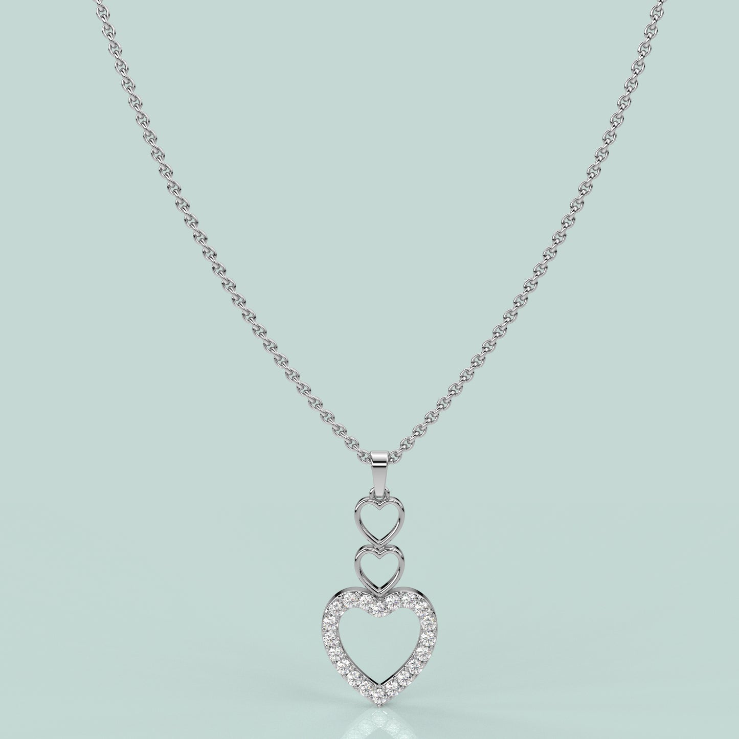 Triple Heart 925 Sterling Silver Necklace