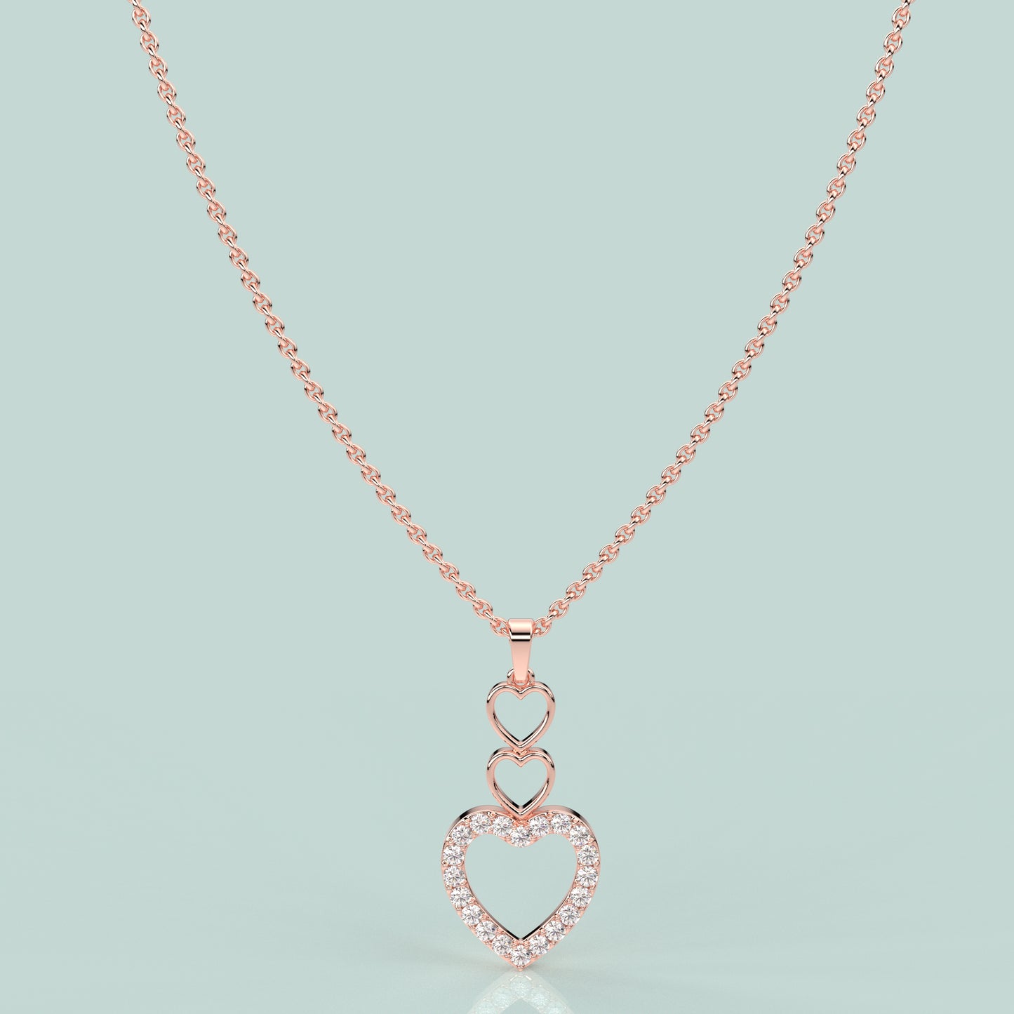 Rose gold Triple Heart 925 Silver Necklace