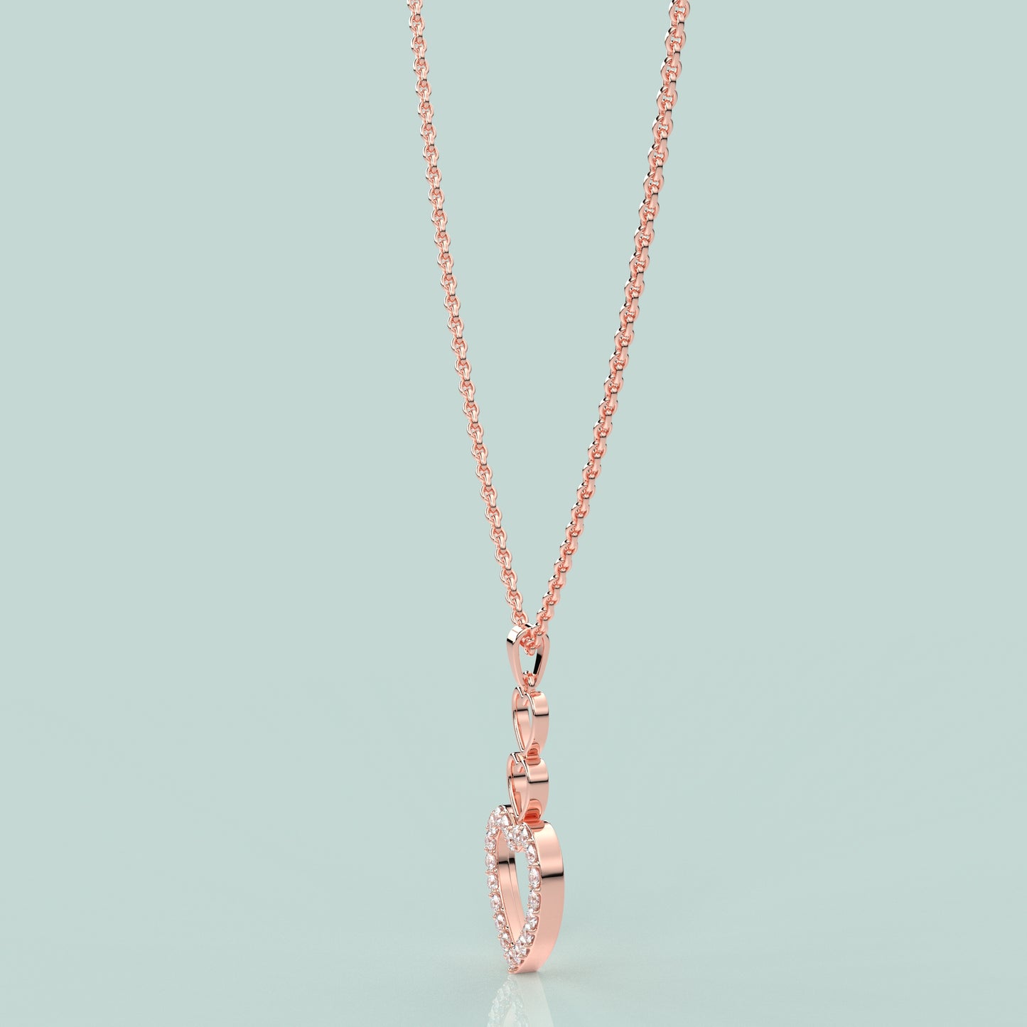 Rose gold Triple Heart 925 Silver Necklace