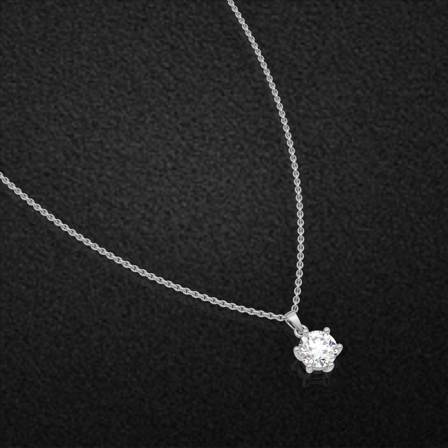 Solitaire Round 925 Sterling Silver Necklace