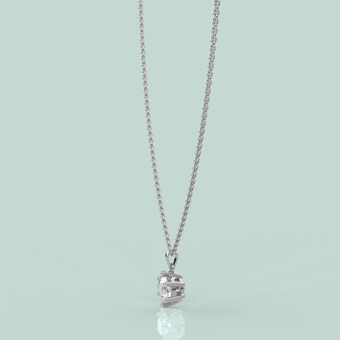 Solitaire Round 925 Sterling Silver Necklace