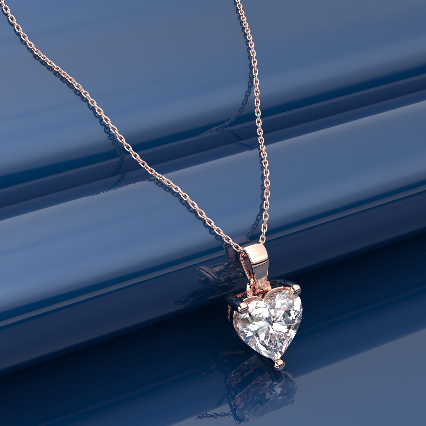 Heart 925 Silver Rose Gold Necklace