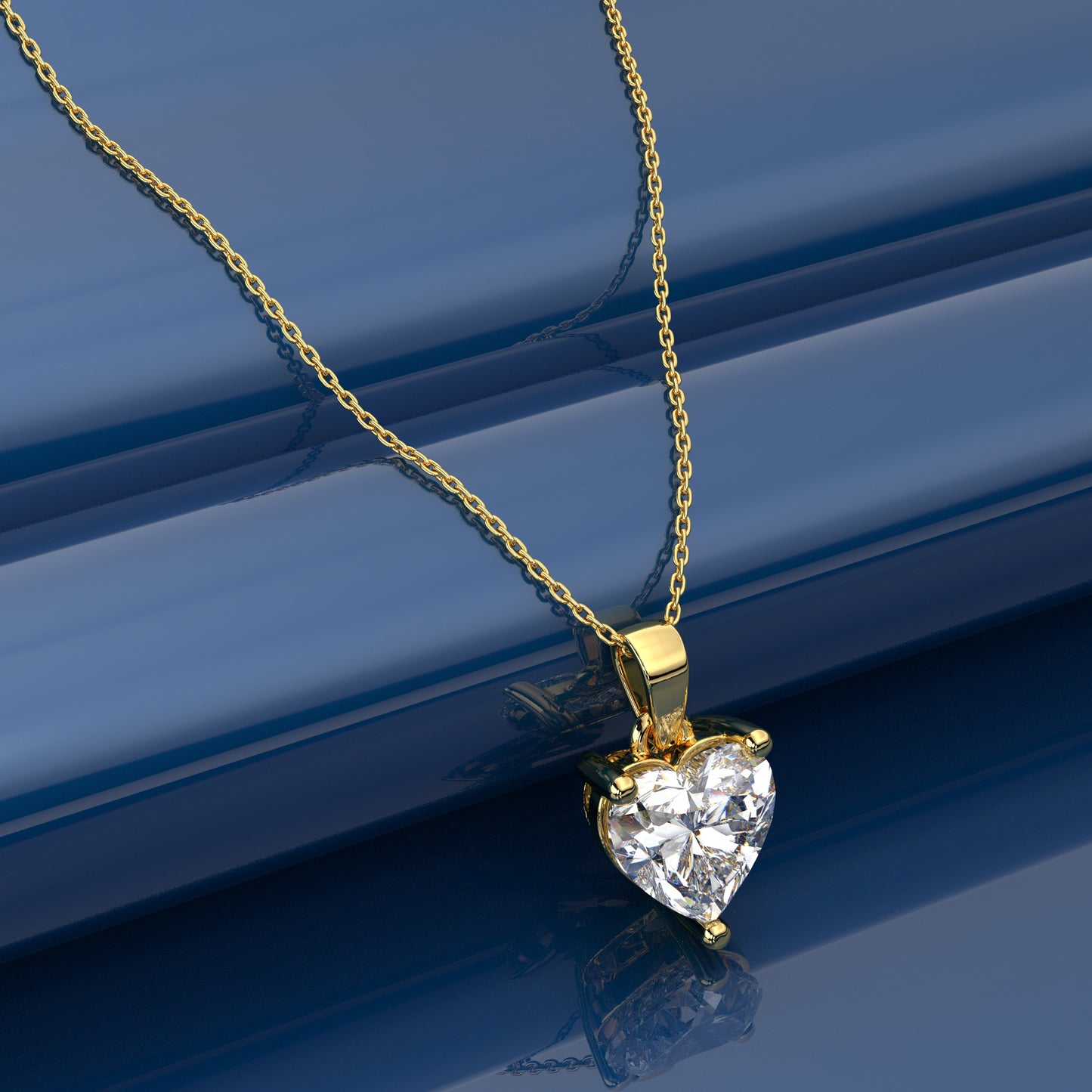 Heart 925 Silver Yellow Gold Necklace