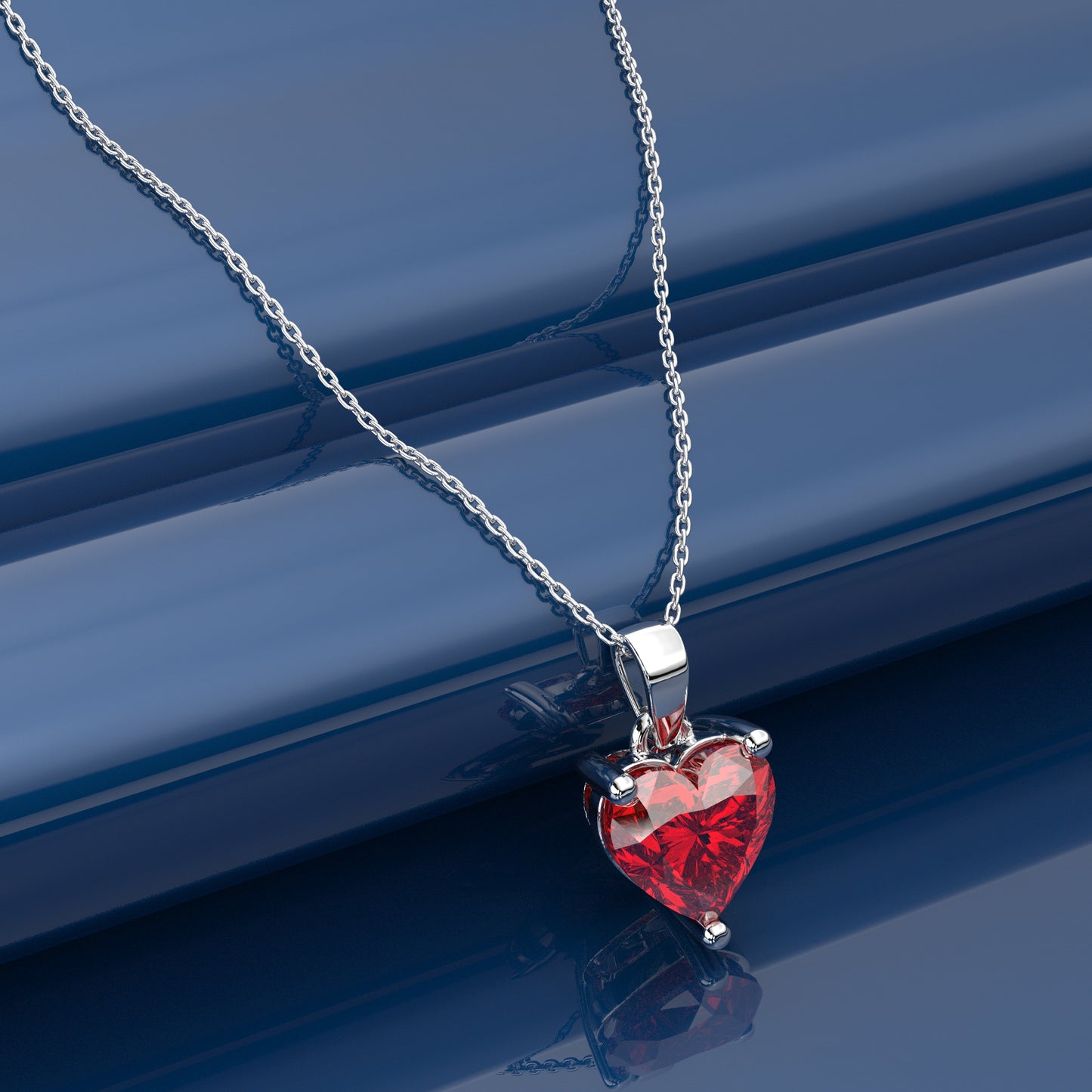 Ruby Heart 925 Sterling Silver Necklace