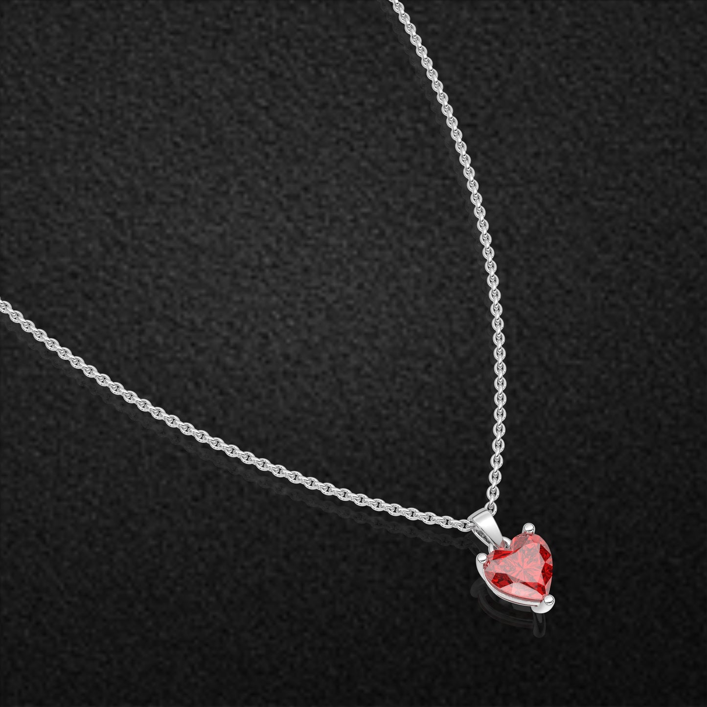 Ruby Heart 925 Sterling Silver Necklace