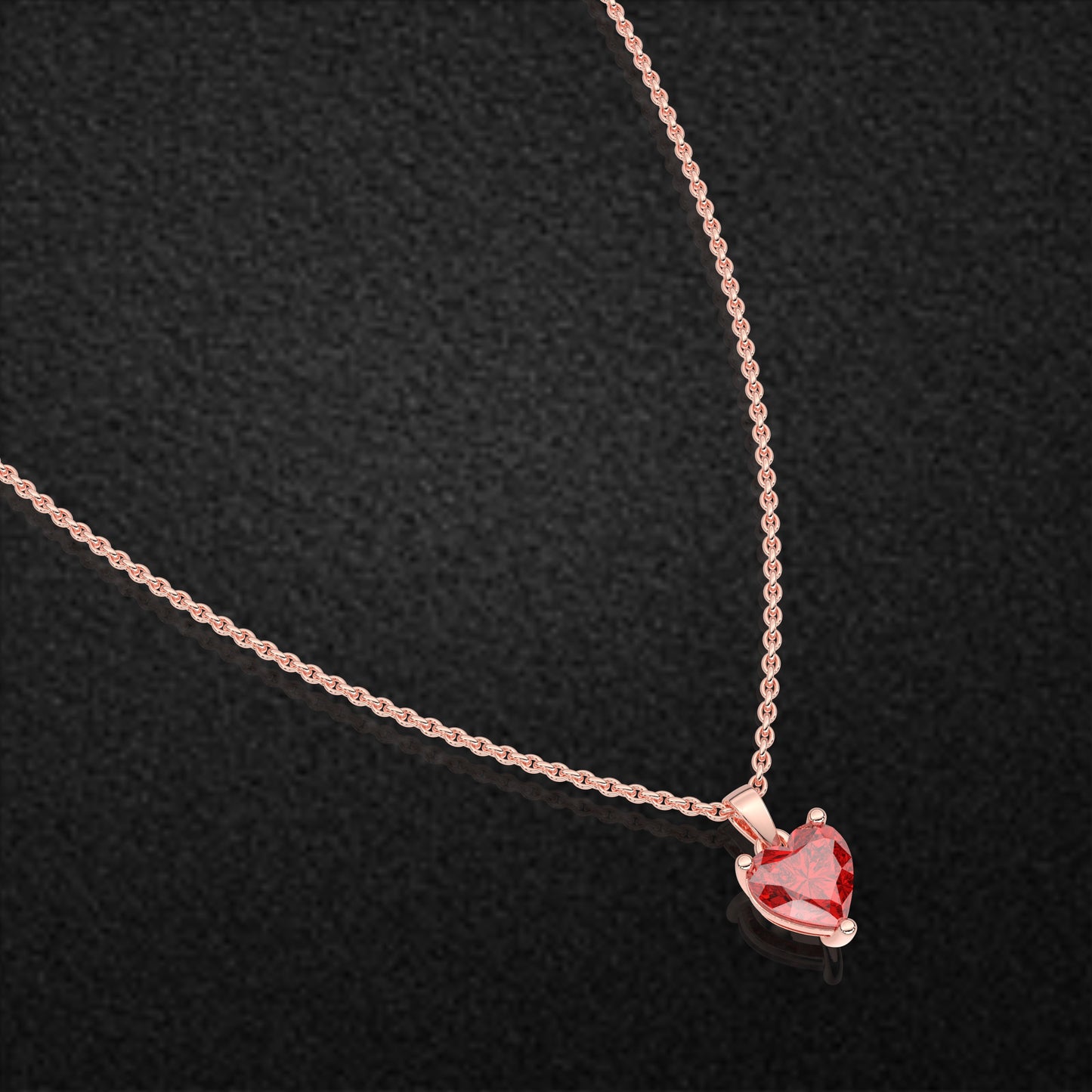 Ruby Heart 925 Silver Rose Gold Necklace