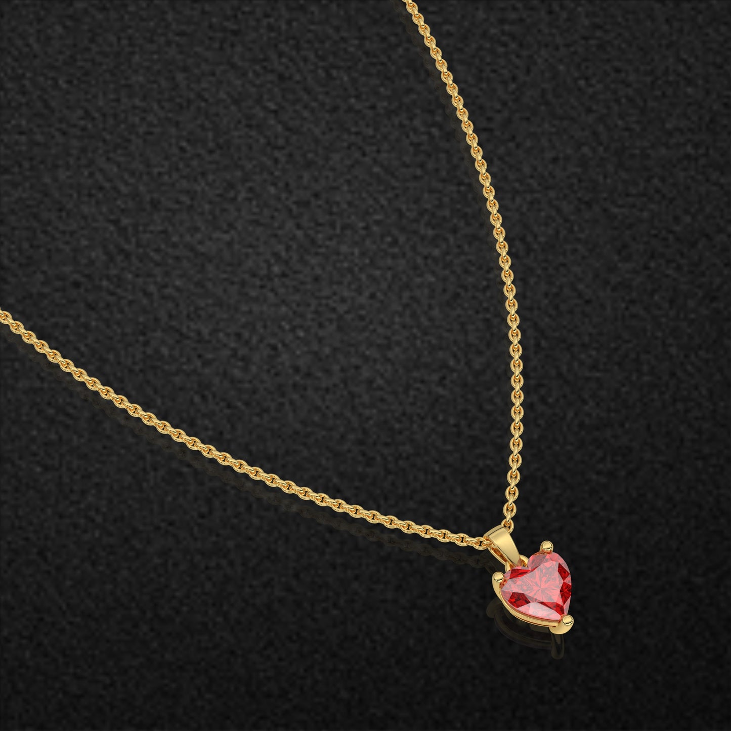 Ruby Heart 925 Silver Yellow Gold Necklace