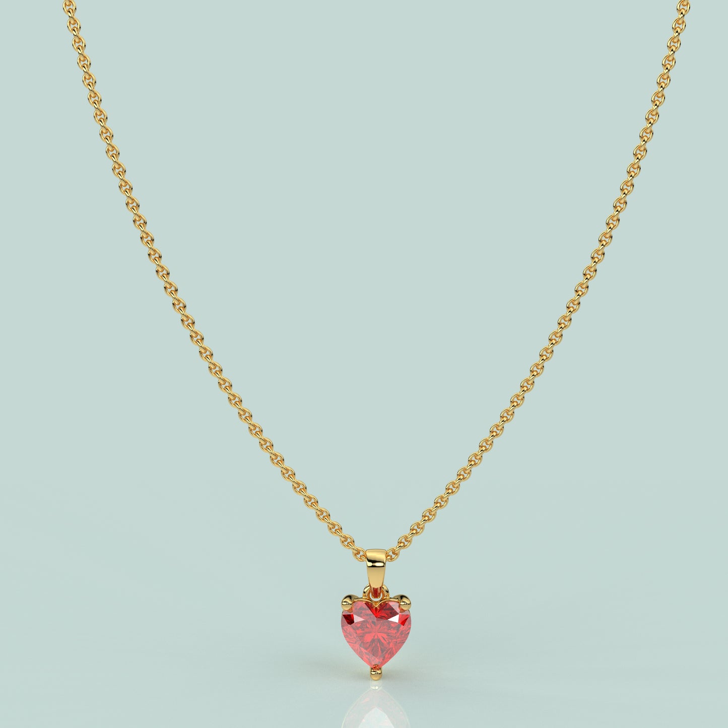 Ruby Heart 925 Silver Yellow Gold Necklace