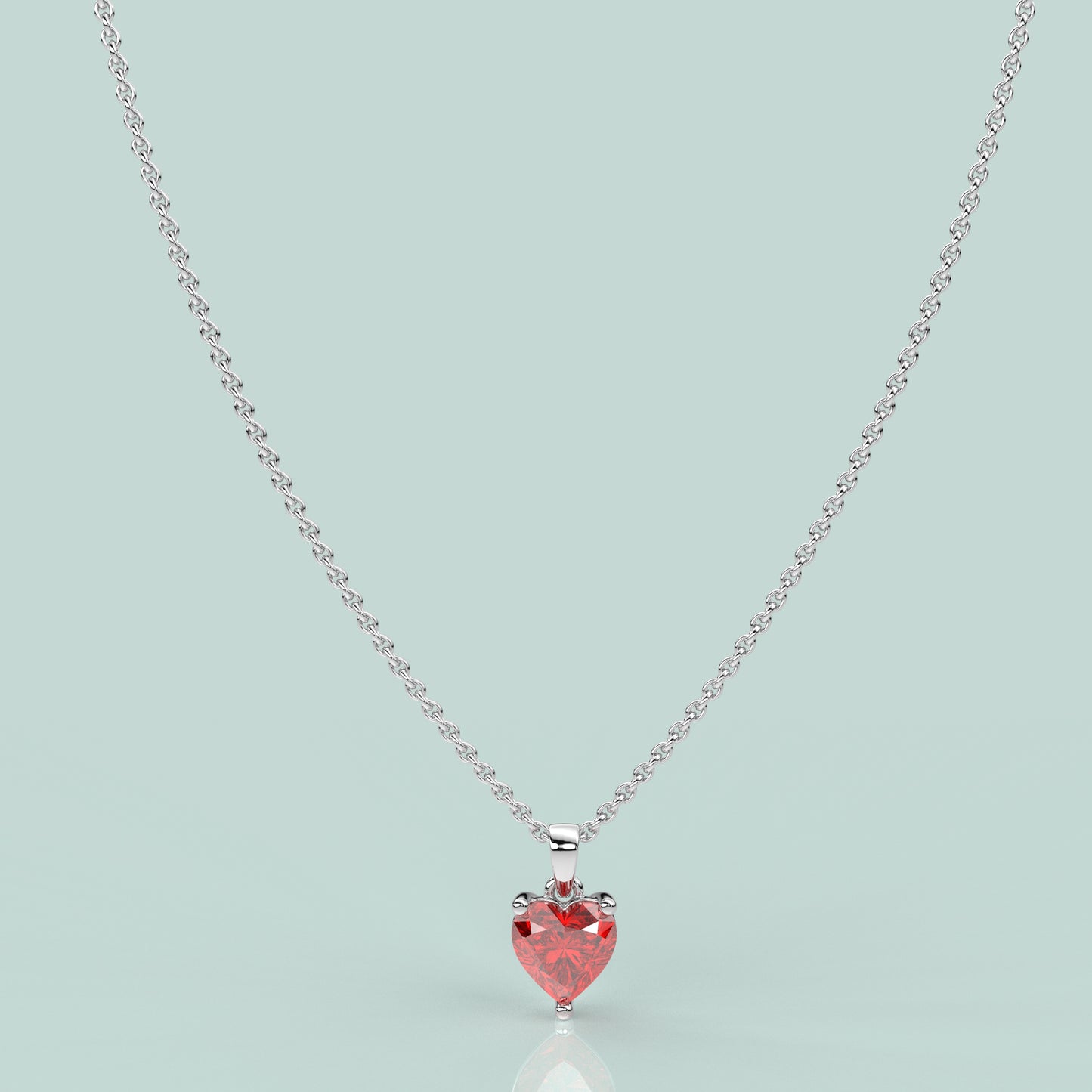 Ruby Heart 925 Sterling Silver Necklace