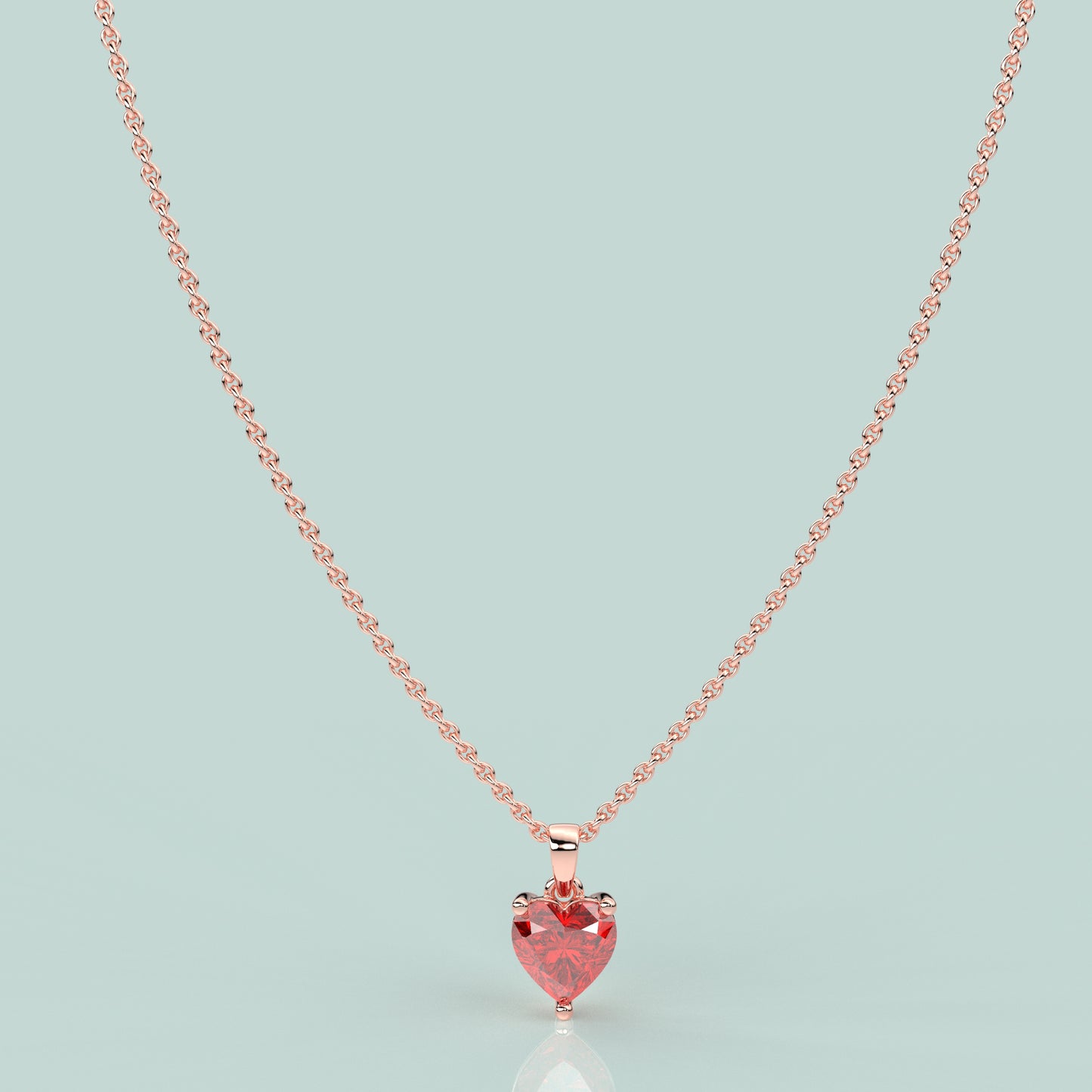 Ruby Heart 925 Silver Rose Gold Necklace