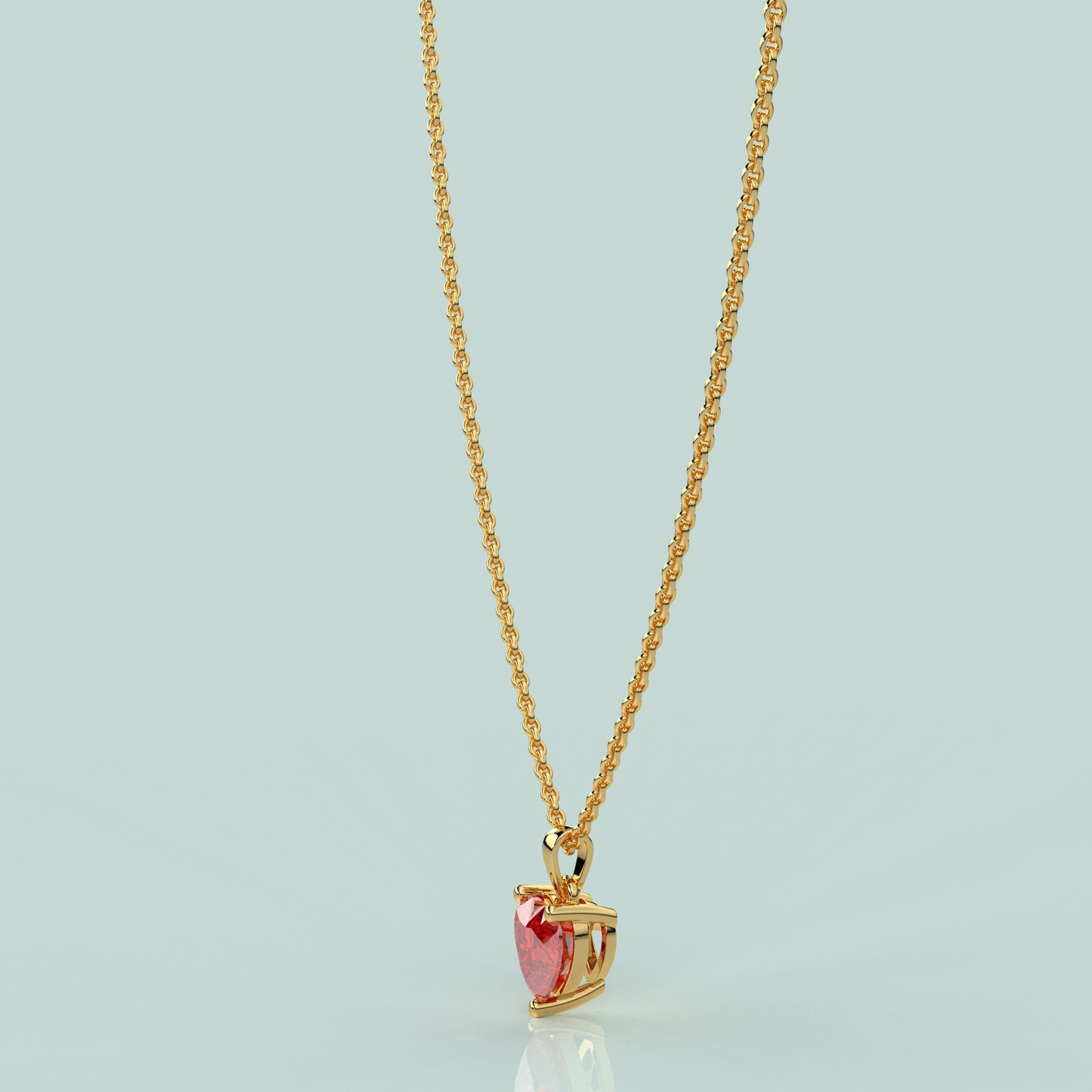 Ruby Heart 925 Silver Yellow Gold Necklace