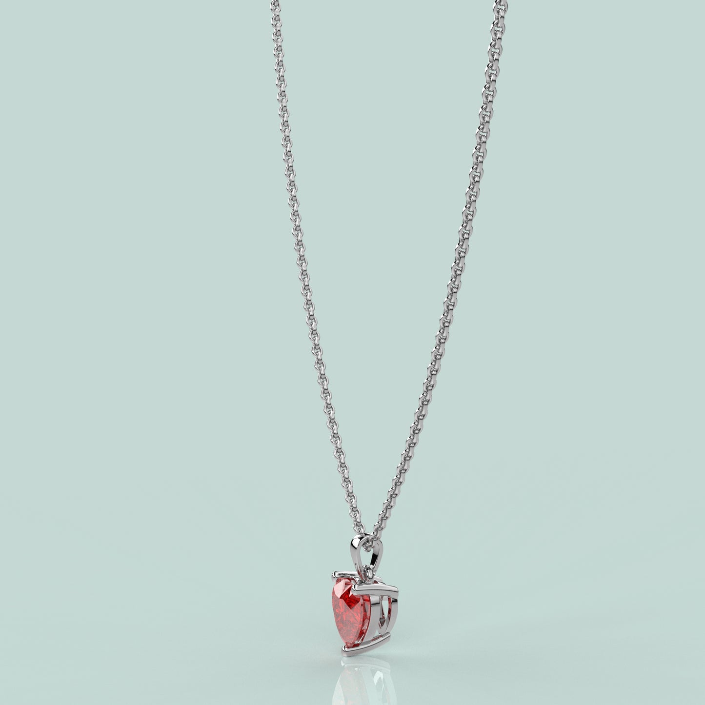 Ruby Heart 925 Sterling Silver Necklace