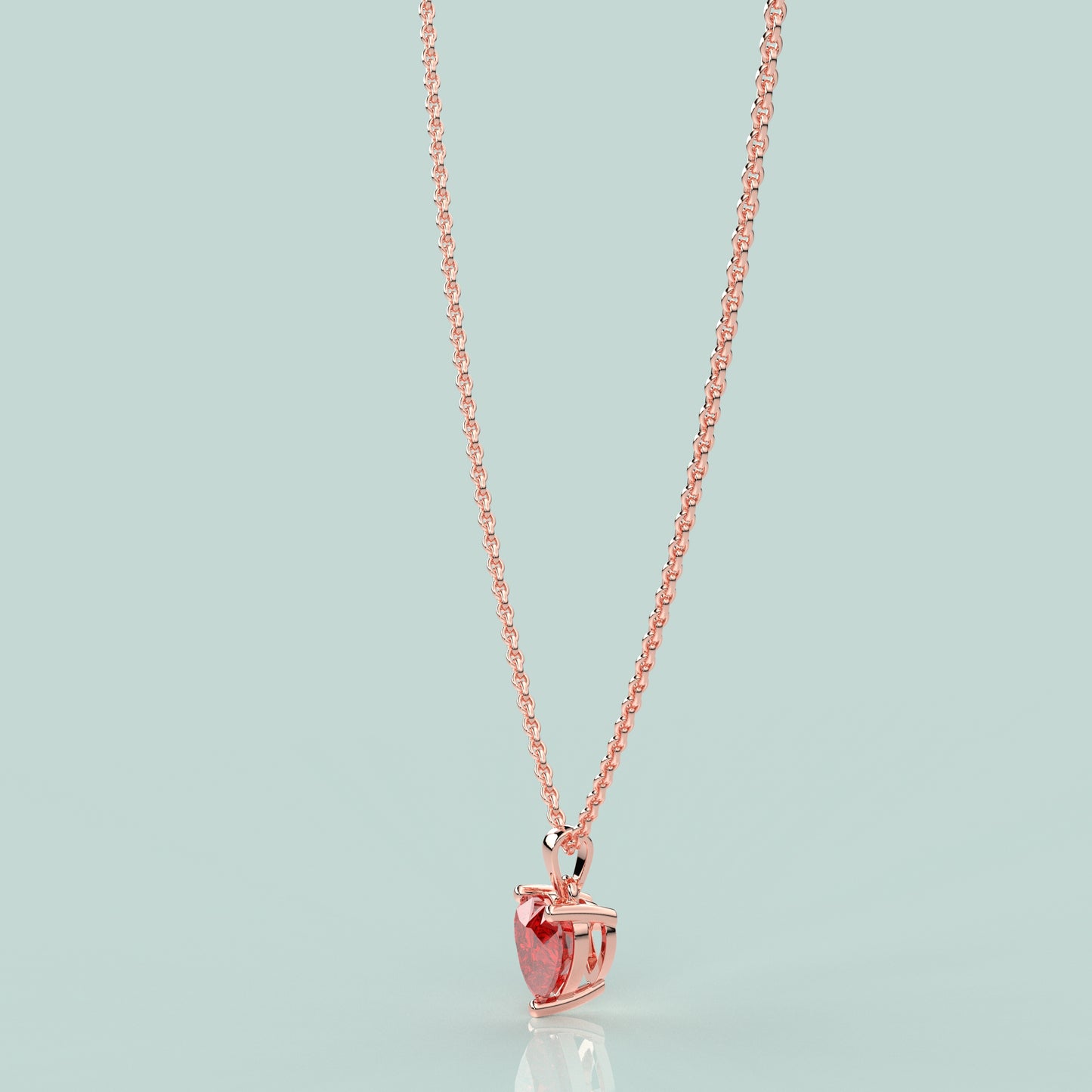 Ruby Heart 925 Silver Rose Gold Necklace