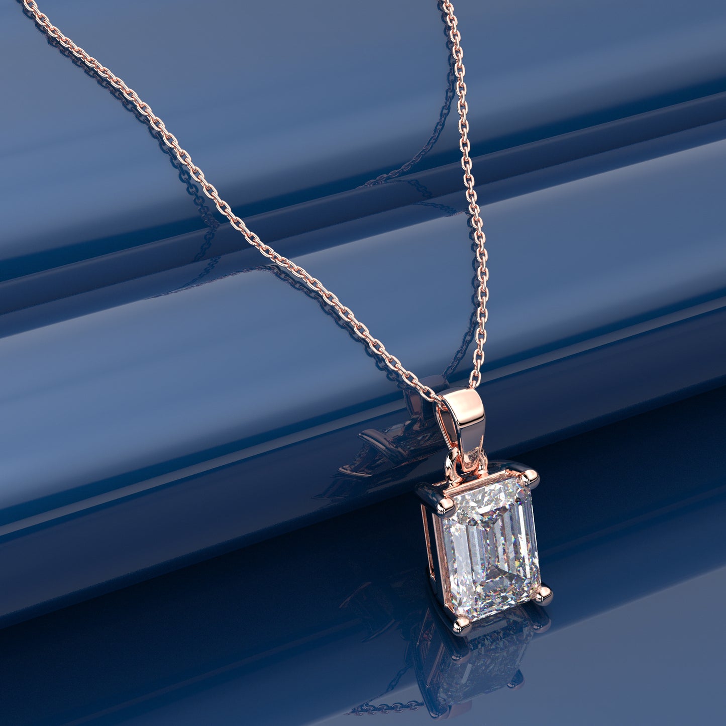 Rose Gold Emerald 925 Silver Necklace