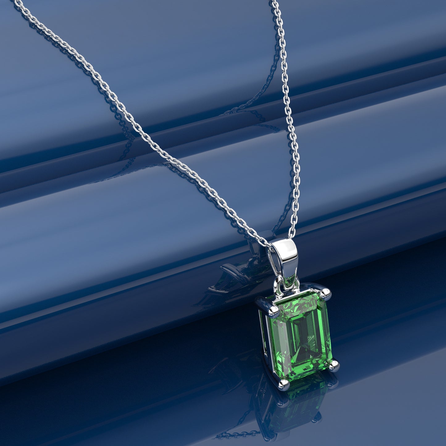 Emerald Green 925 Silver Necklace