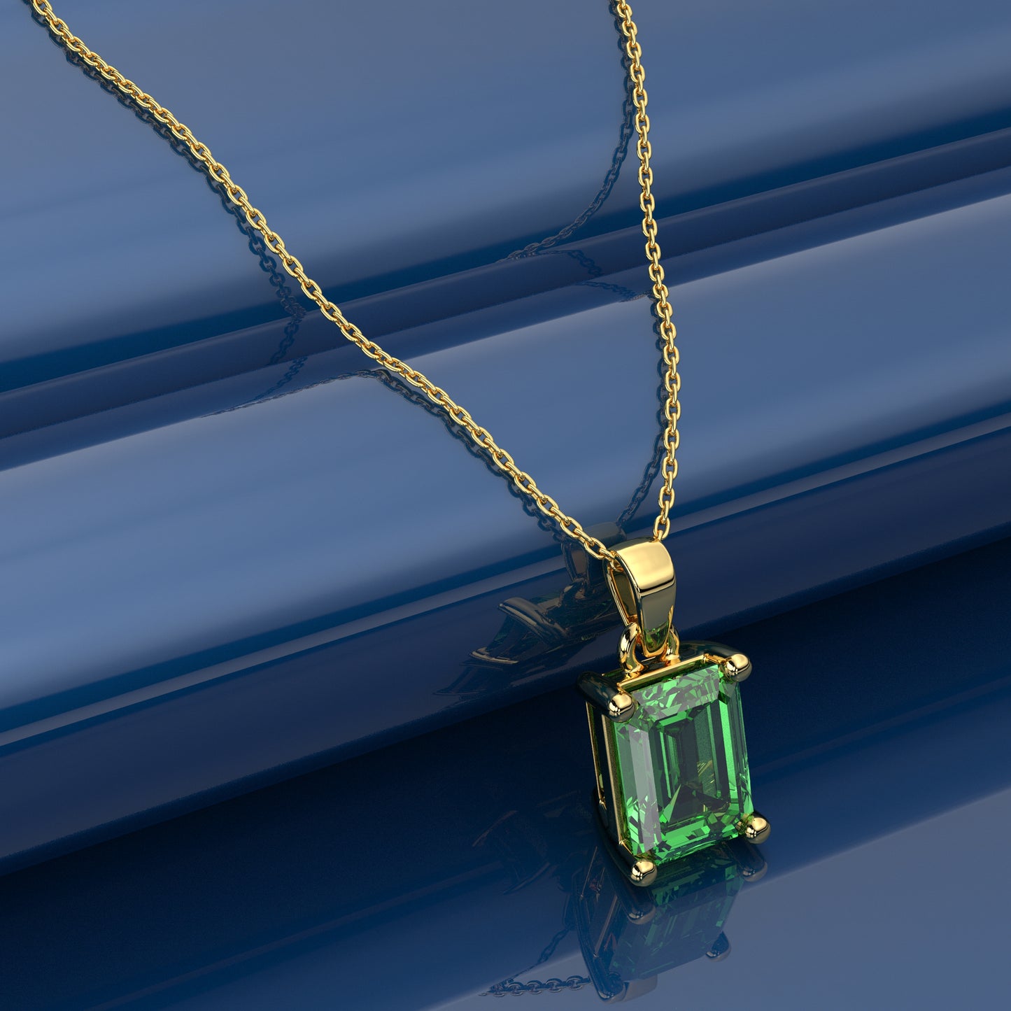 Yellow Gold Green 925 Silver Necklace