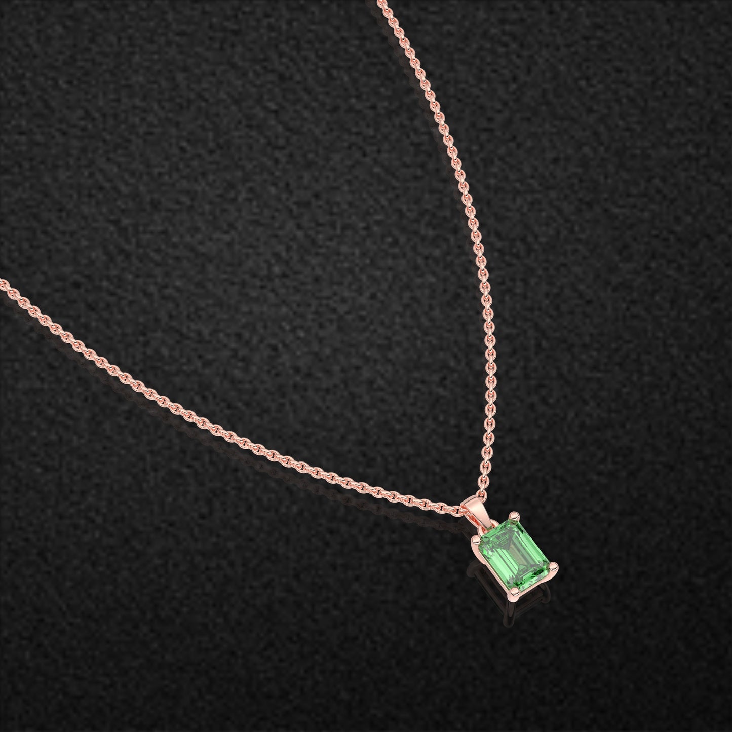 Rose Gold green 925 Sterling Silver Necklace