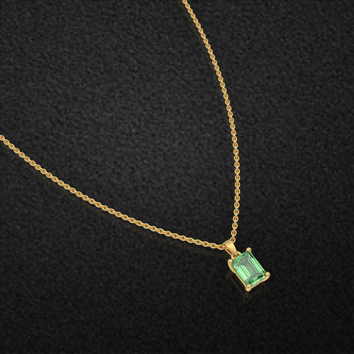 Yellow Gold Green 925 Silver Necklace