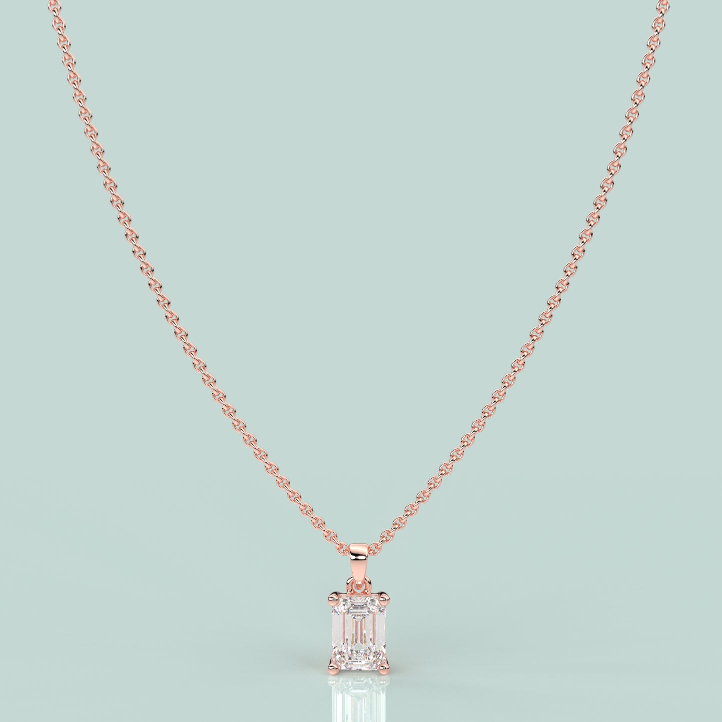 Rose Gold Emerald 925 Silver Necklace