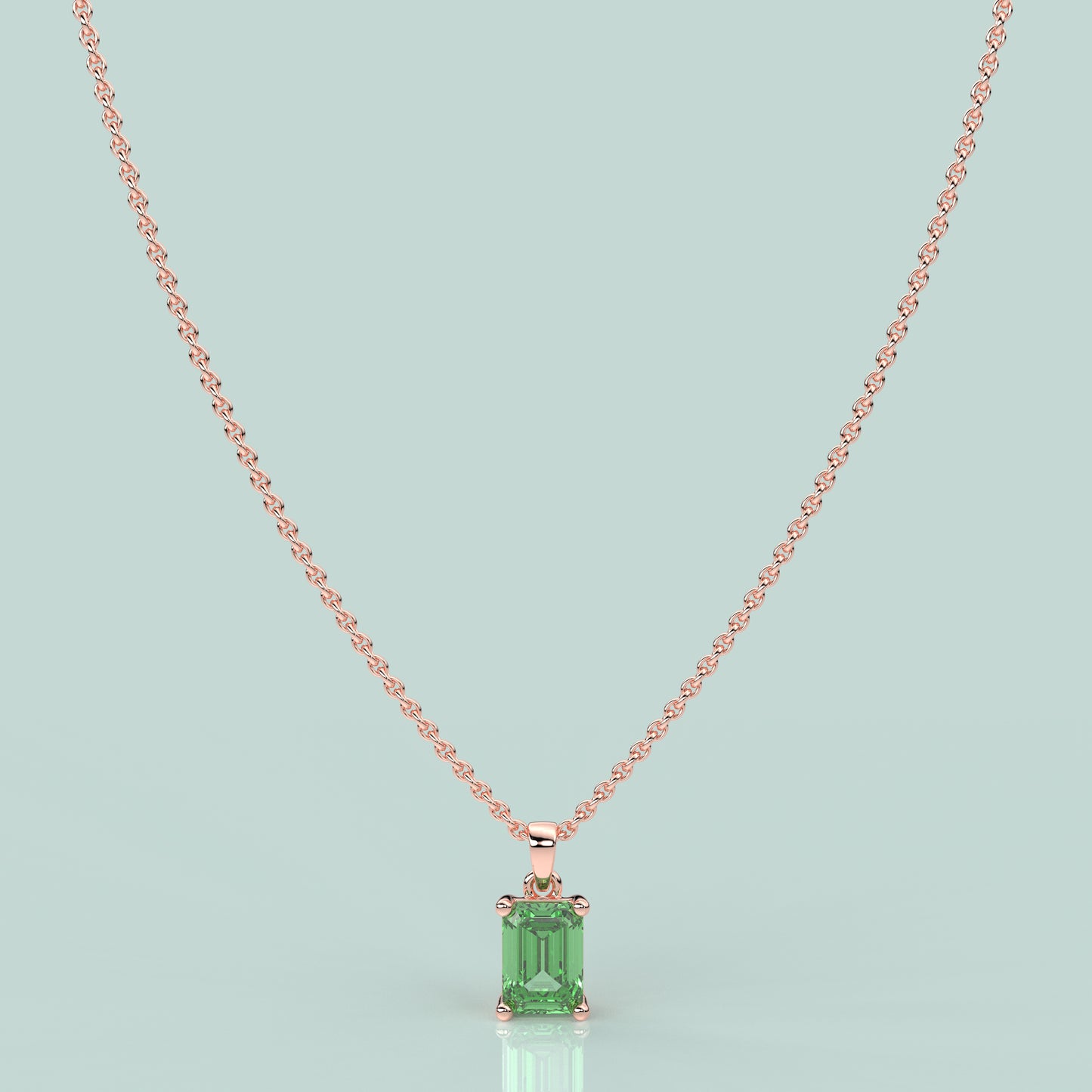 Rose Gold green 925 Sterling Silver Necklace