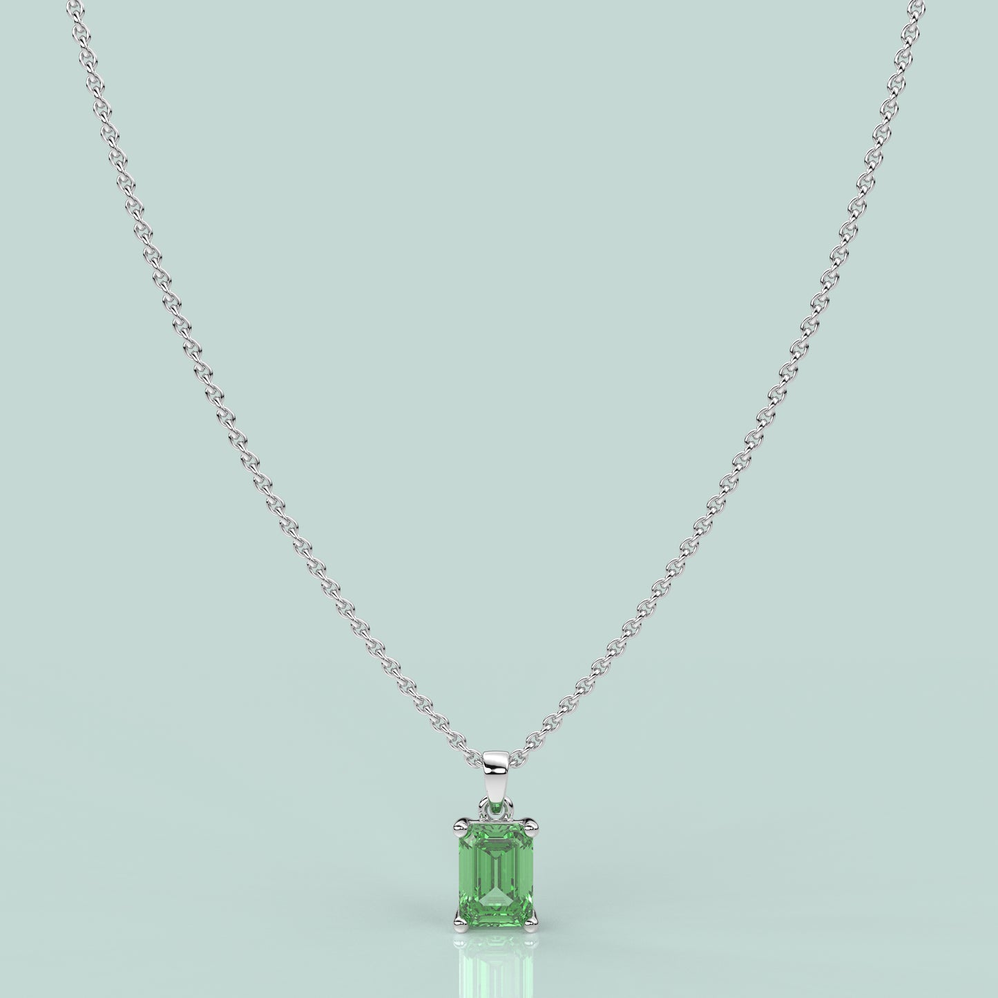 Emerald Green 925 Silver Necklace