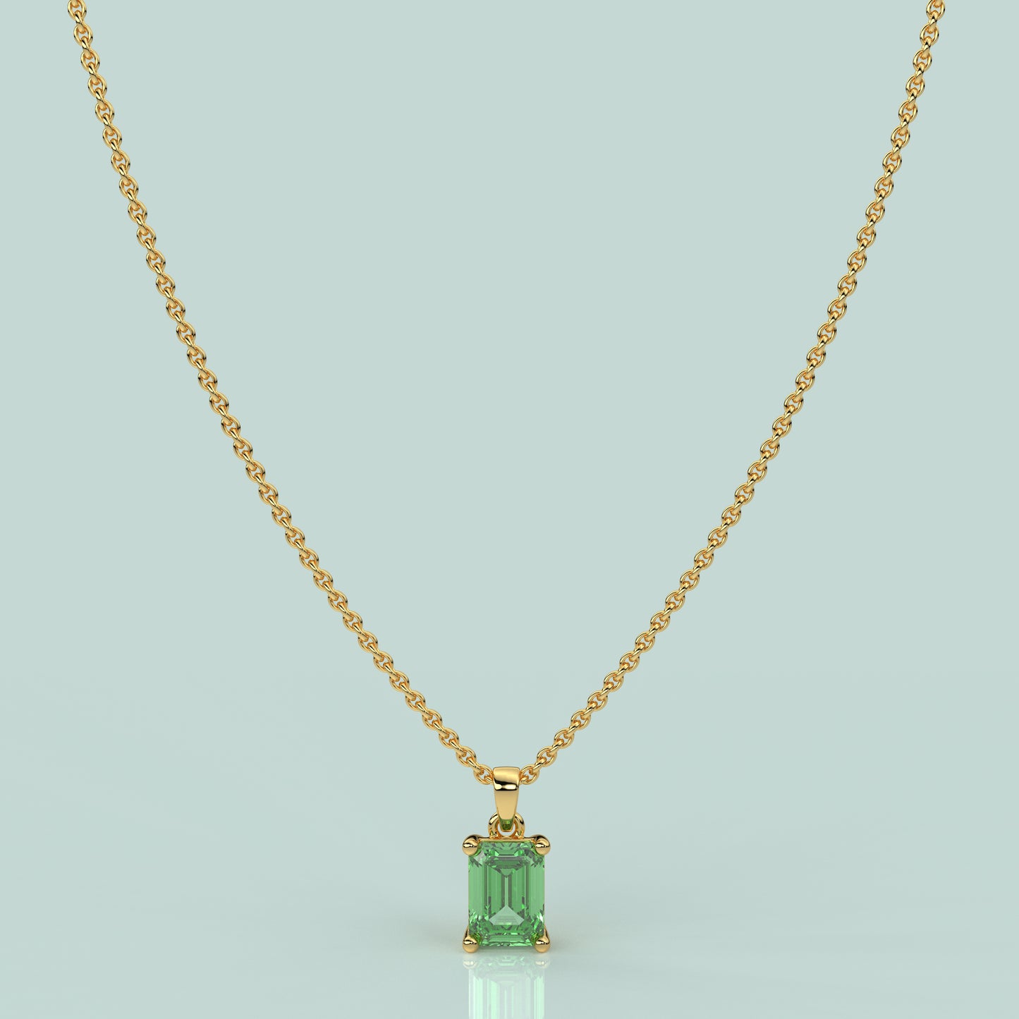 Yellow Gold Green 925 Silver Necklace