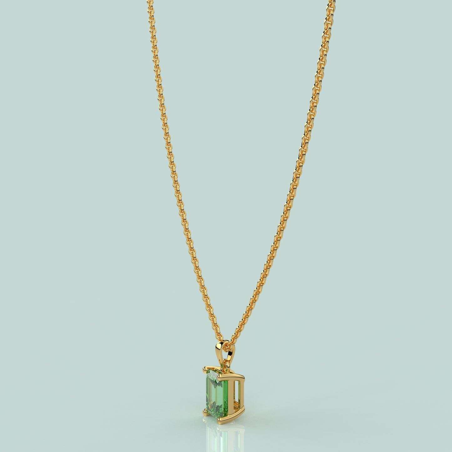 Yellow Gold Green 925 Silver Necklace