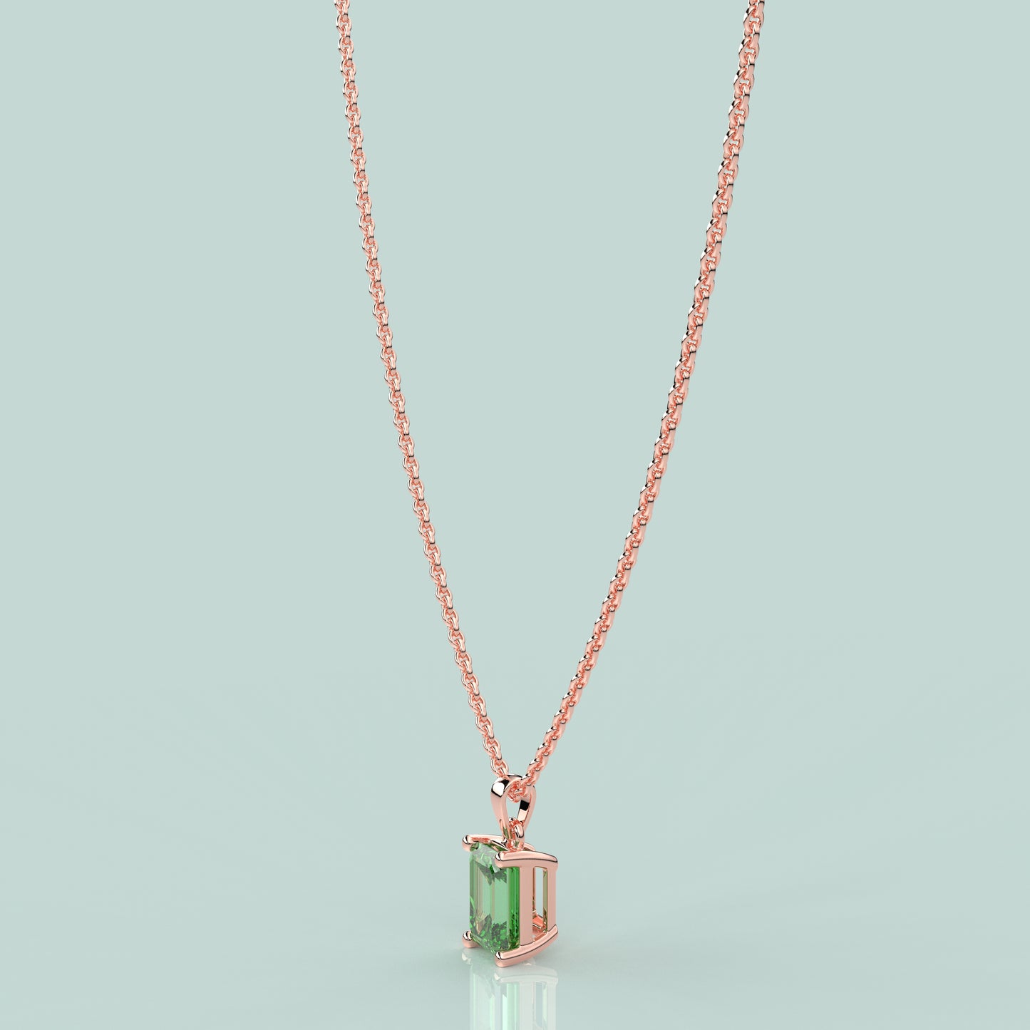 Rose Gold green 925 Sterling Silver Necklace