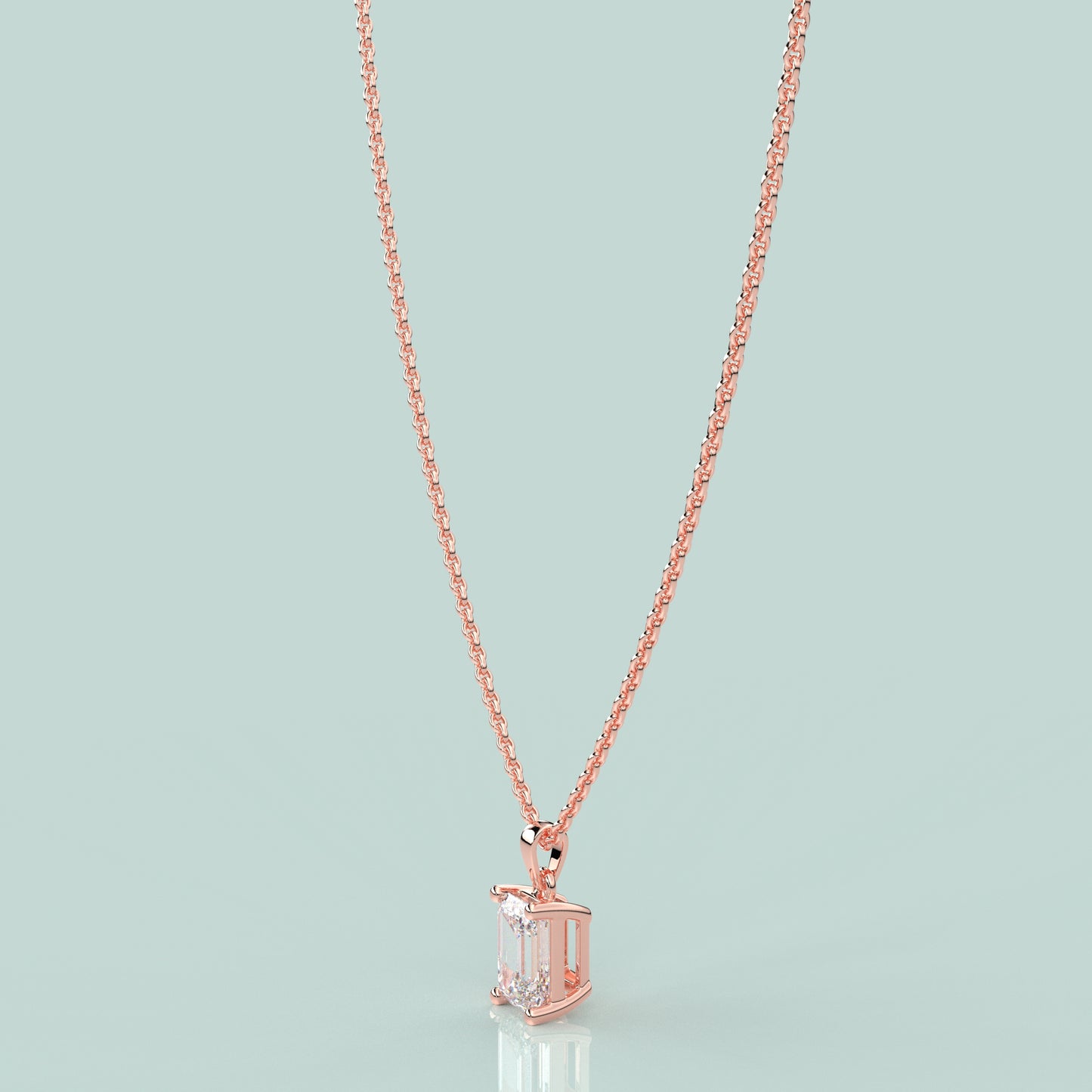 Rose Gold Emerald 925 Silver Necklace