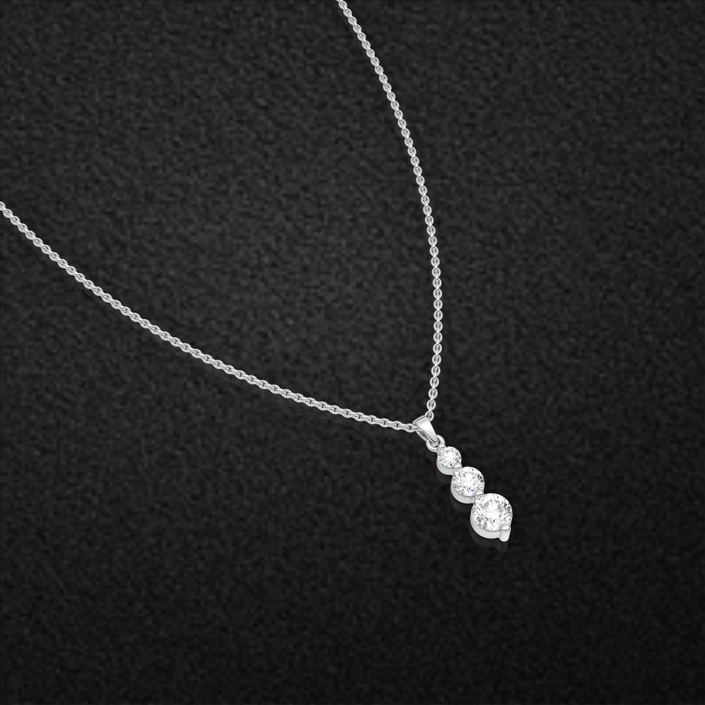 Three Stone 925 Sterling Silver Necklace