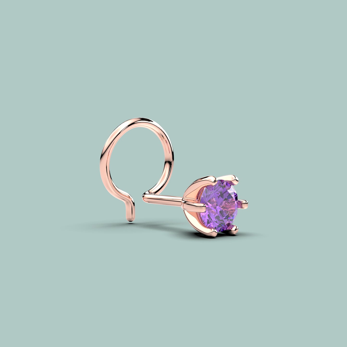 Amethyst 925 Sterling Silver Nose Pin