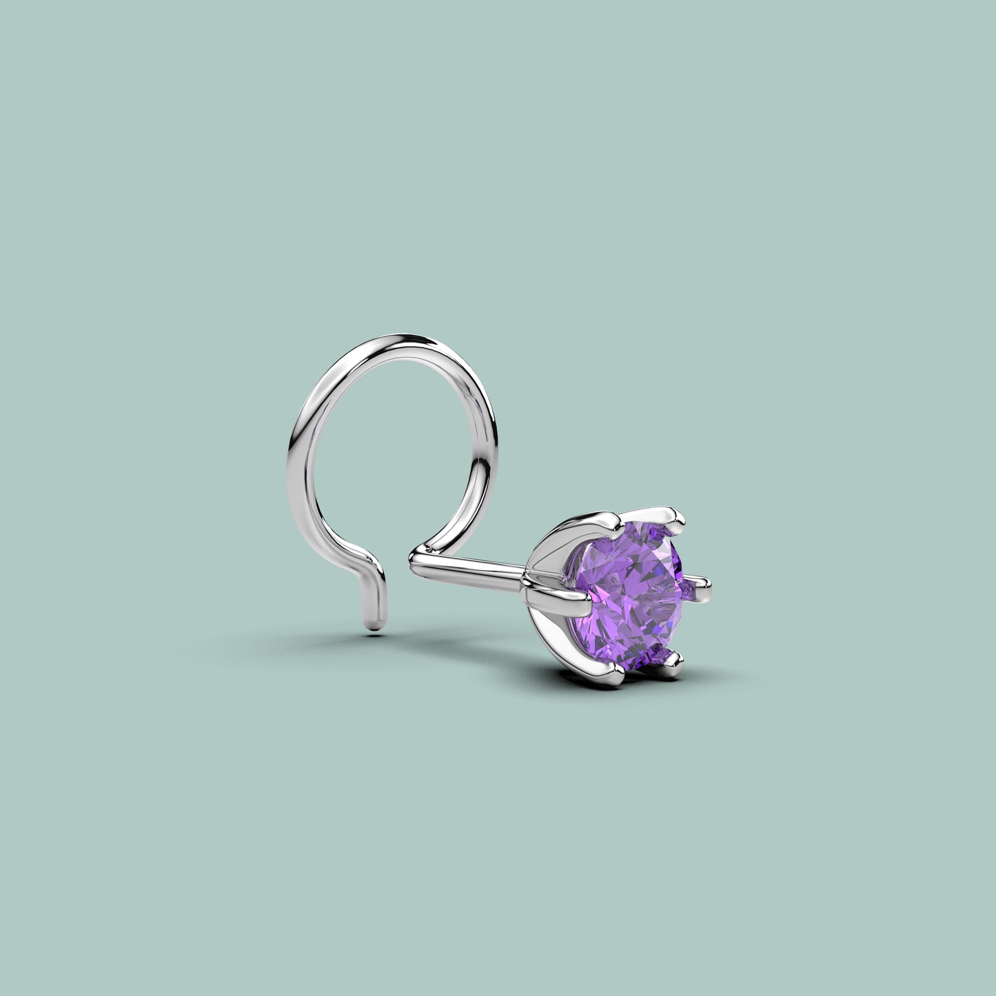 Amethyst 925 Sterling Silver Nose Pin