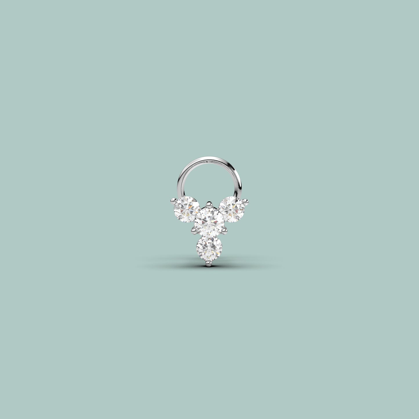 Four Diamond 925 Sterling Silver Nose Pin