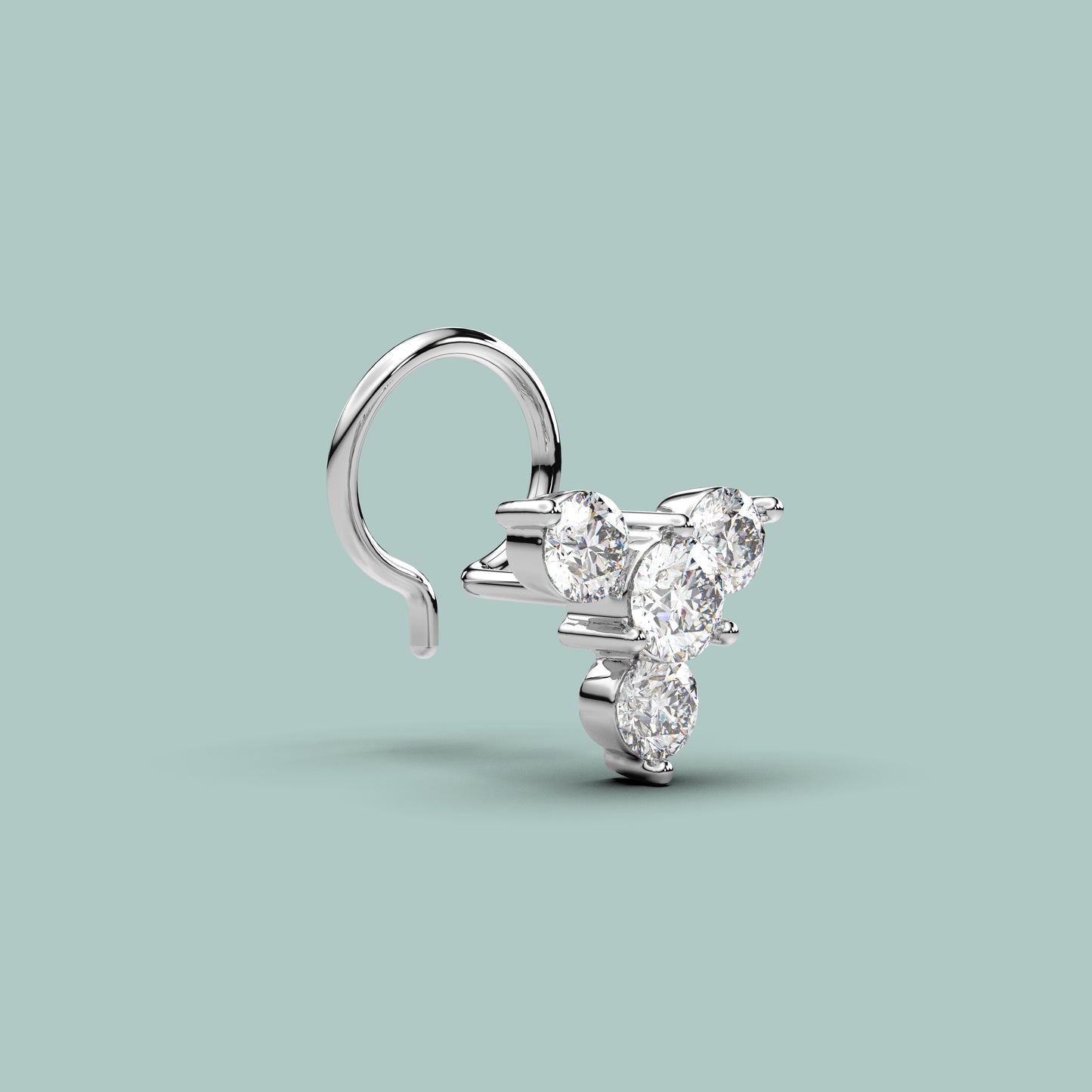 Four Diamond 925 Sterling Silver Nose Pin