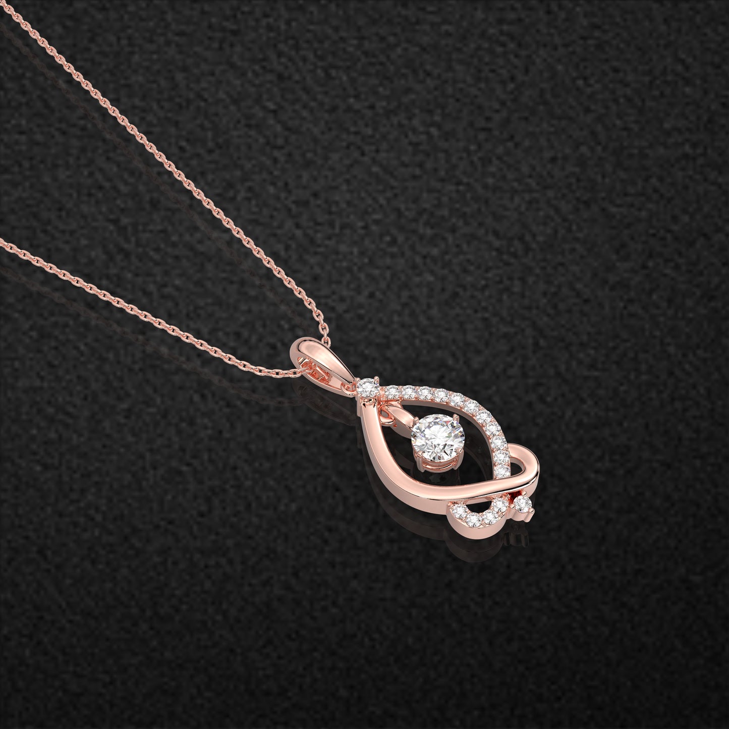 Teardrop 925 Silver Rose Gold Necklace