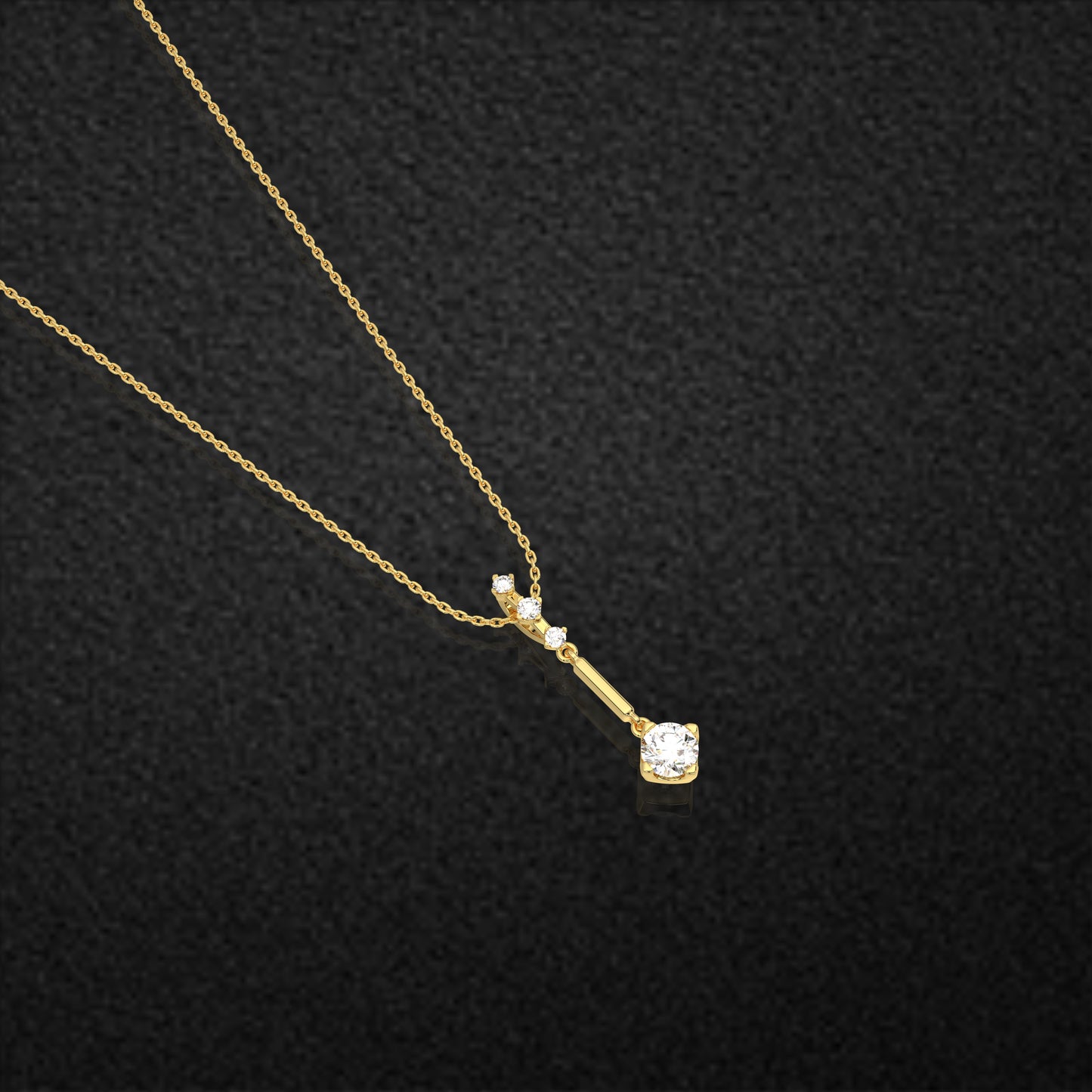 Stick Solitaire 925 Silver Gold Necklace