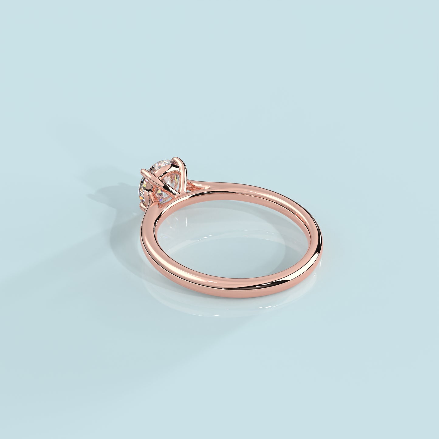 Rose gold Engagement 925 Silver Round Ring