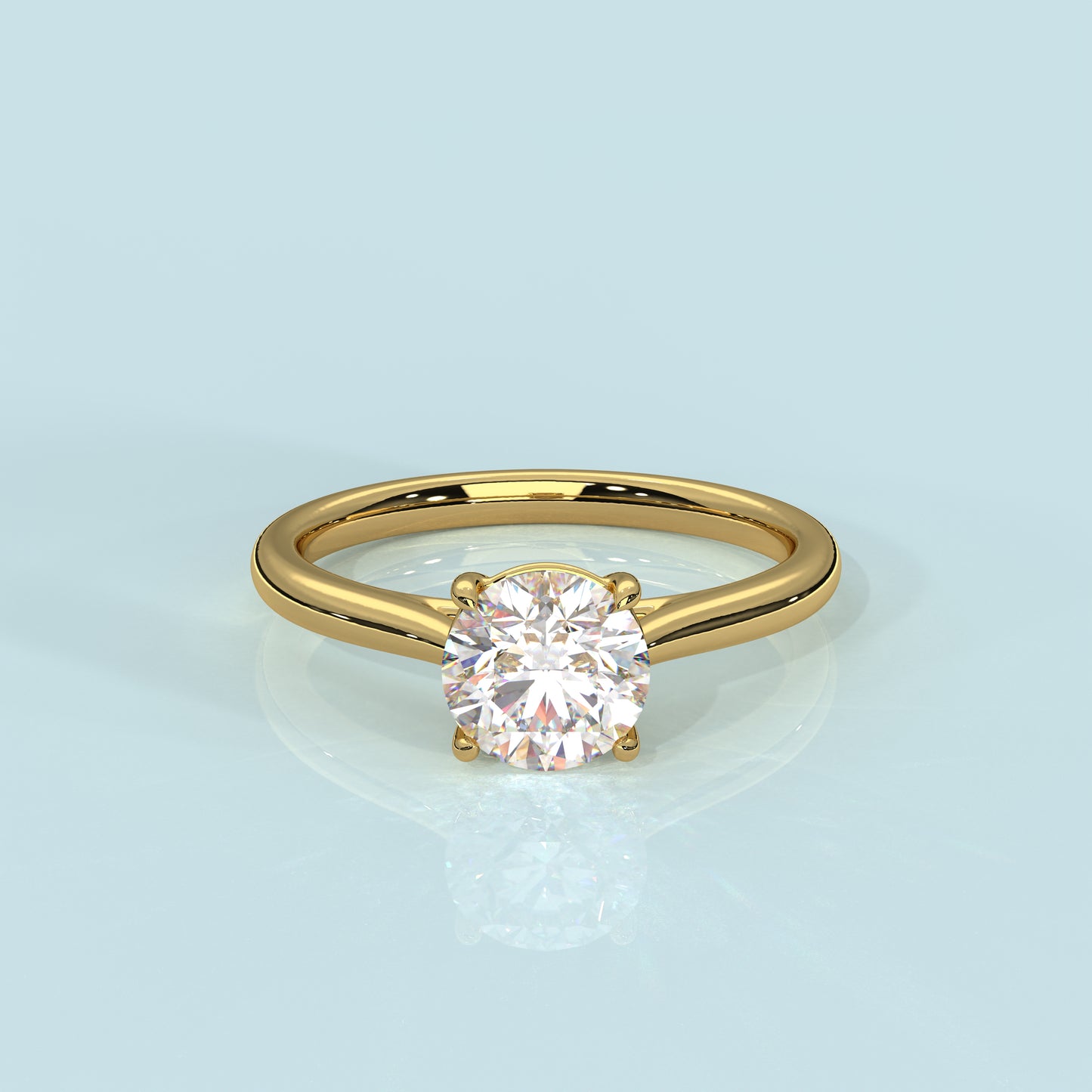 Yellow gold Engagement 925 Silver Round Ring