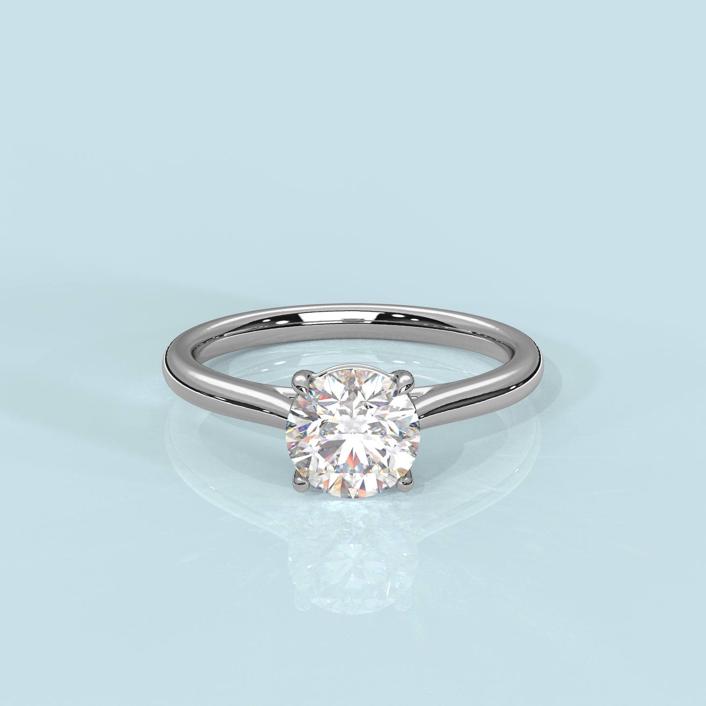 Round Moissanite Diamond Sterling Silver Ring