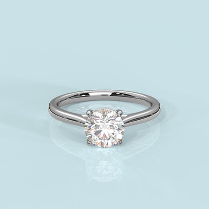 Round Moissanite Diamond Sterling Silver Ring