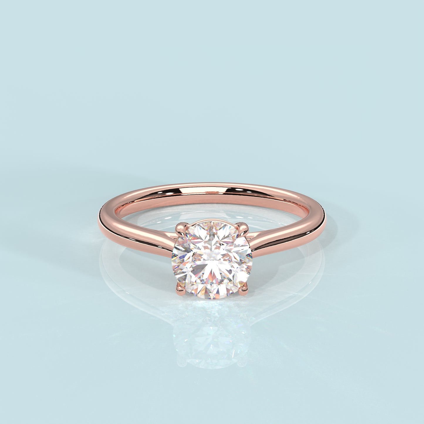 Rose gold Engagement 925 Silver Round Ring